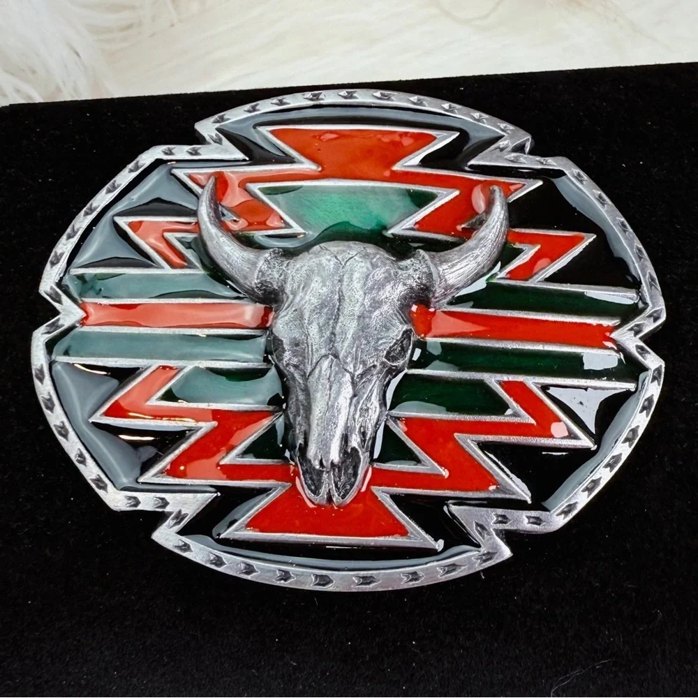 Vintage Siskiyou Skull Belt Buckle Steer Western Native American Style Cowboy
